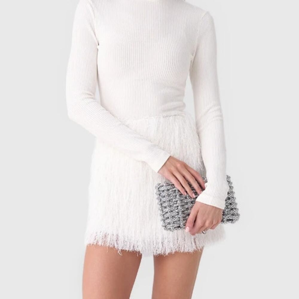The Garment Sally White Fringe Textured Mini Skirt Size US 8